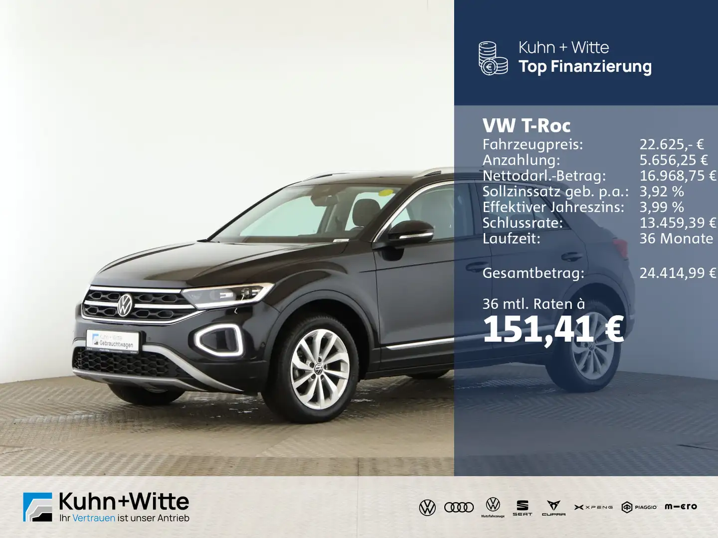 Volkswagen T-Roc 1.0 TSI Style *LED*PDC*Navi*AppleCar* Noir - 1