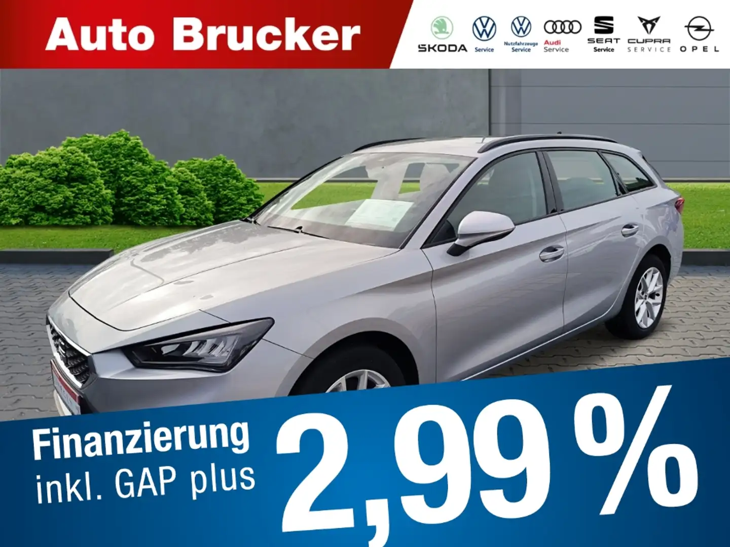 SEAT Leon Sportstourer Style 2.0 TDI+Alufelgen+Navi+Klimaaut Stříbrná - 1