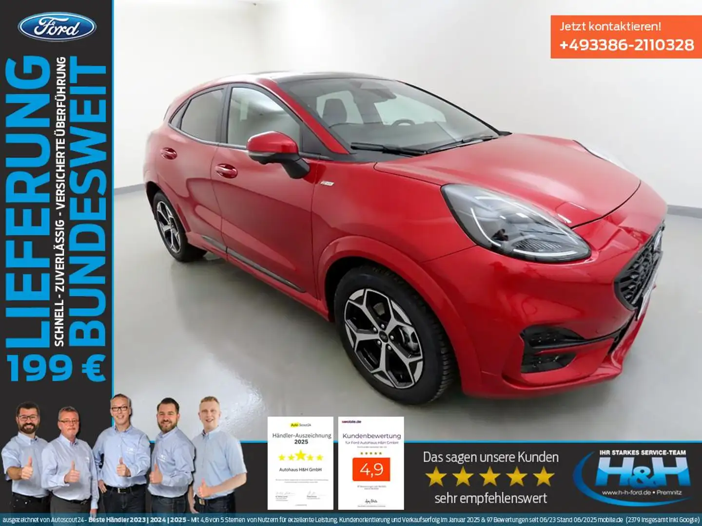 Ford Puma 1.0 M-Hybrid Aut ST-Line Pano+ACC+360°Kam. Rot - 1