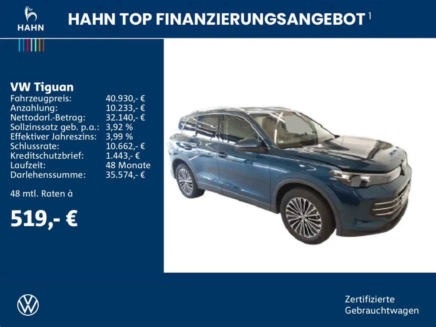 Volkswagen Tiguan 1.5 eTSI DSG Elegance Pano Matrix CAM Blau - 2