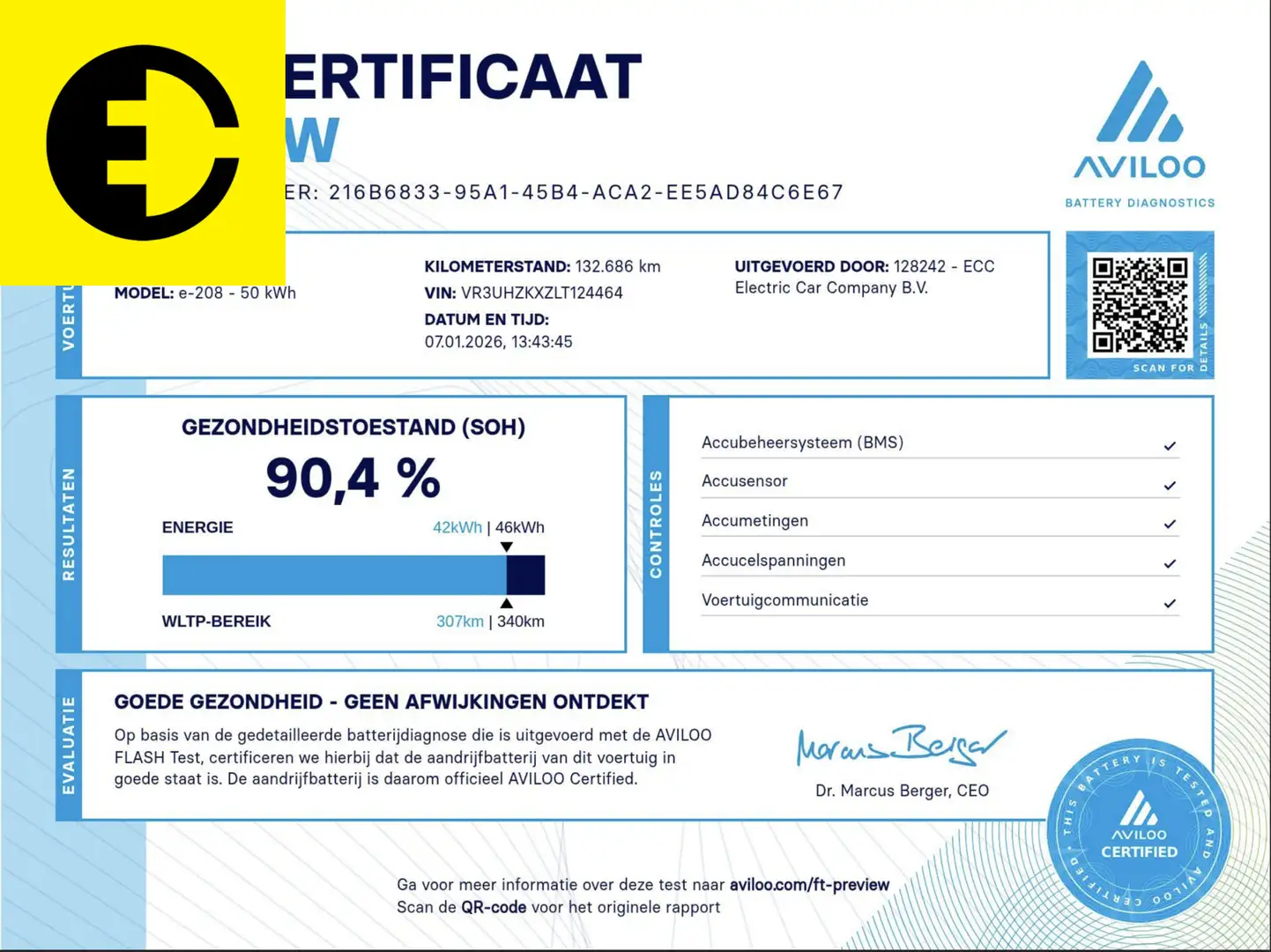 Peugeot e-208 EV GT 350 50 kWh | Stoelverwarming | 90,4% SOH | P Blau - 2