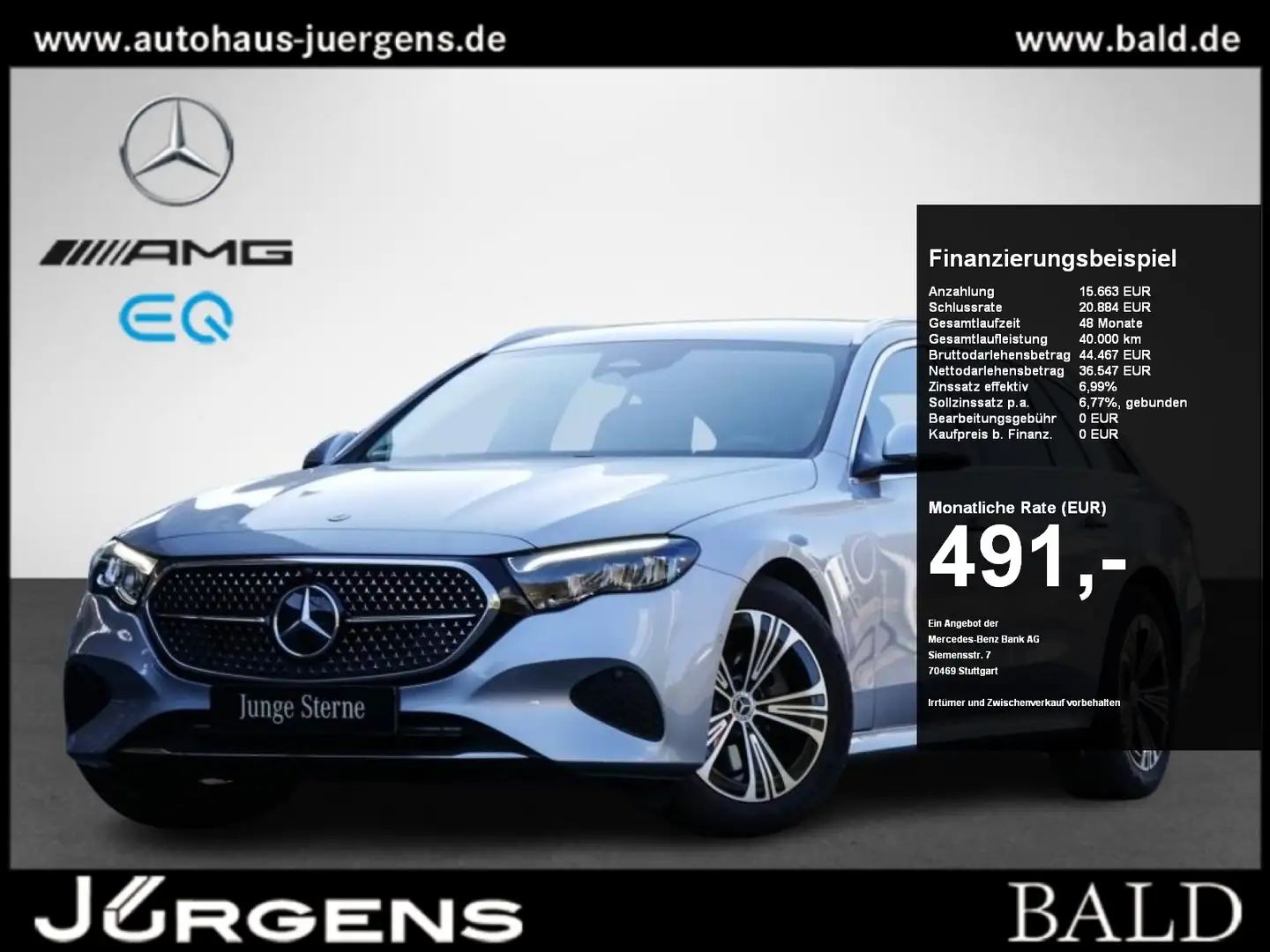 Mercedes-Benz E 220 d T Avantgarde/Wide/LED/AHK/Stdhz/Totw/18" Argent - 1