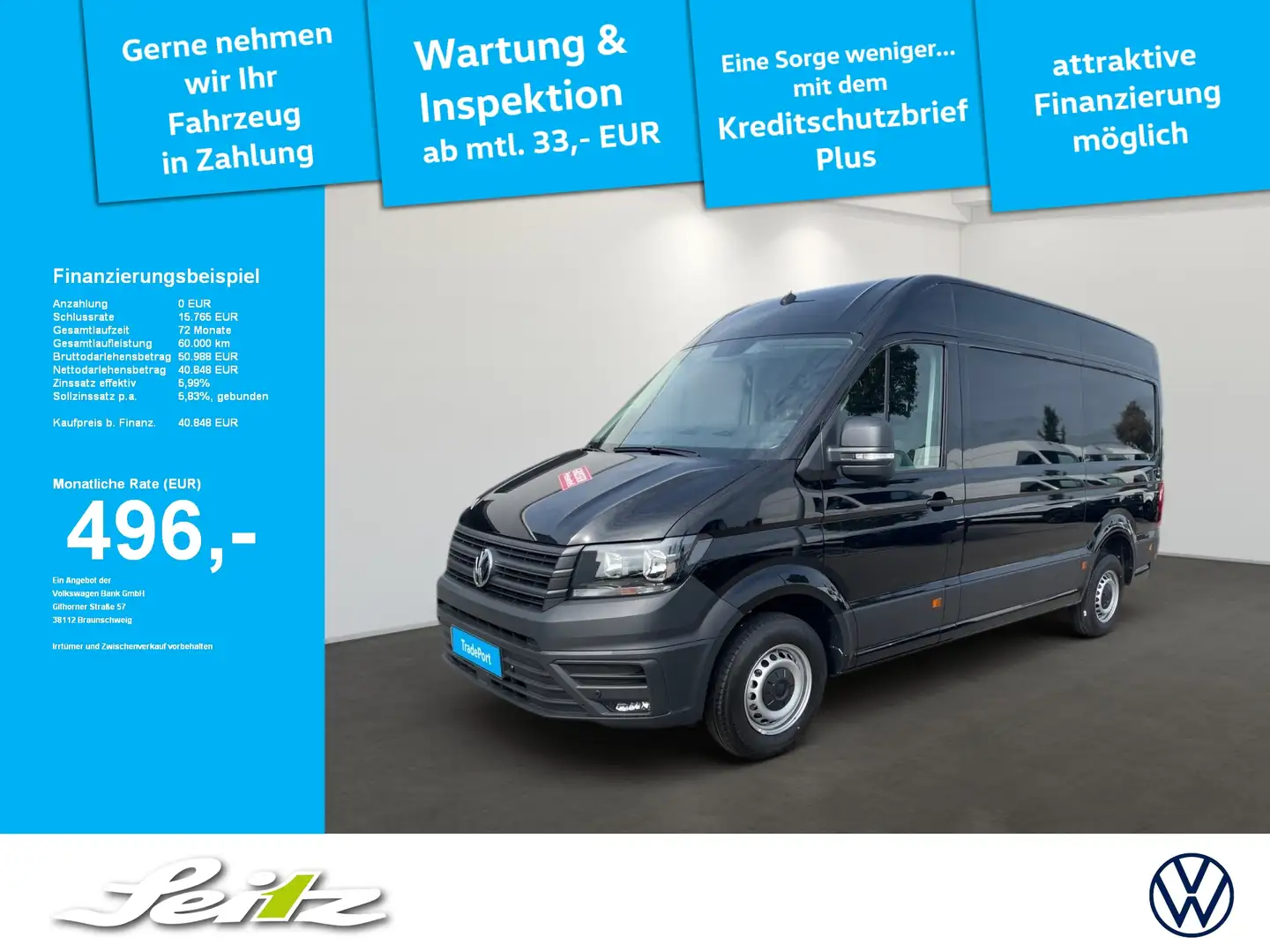 Volkswagen Crafter 2.0 TDI MR *KAMERA*NAVI*SITZH* Noir - 1