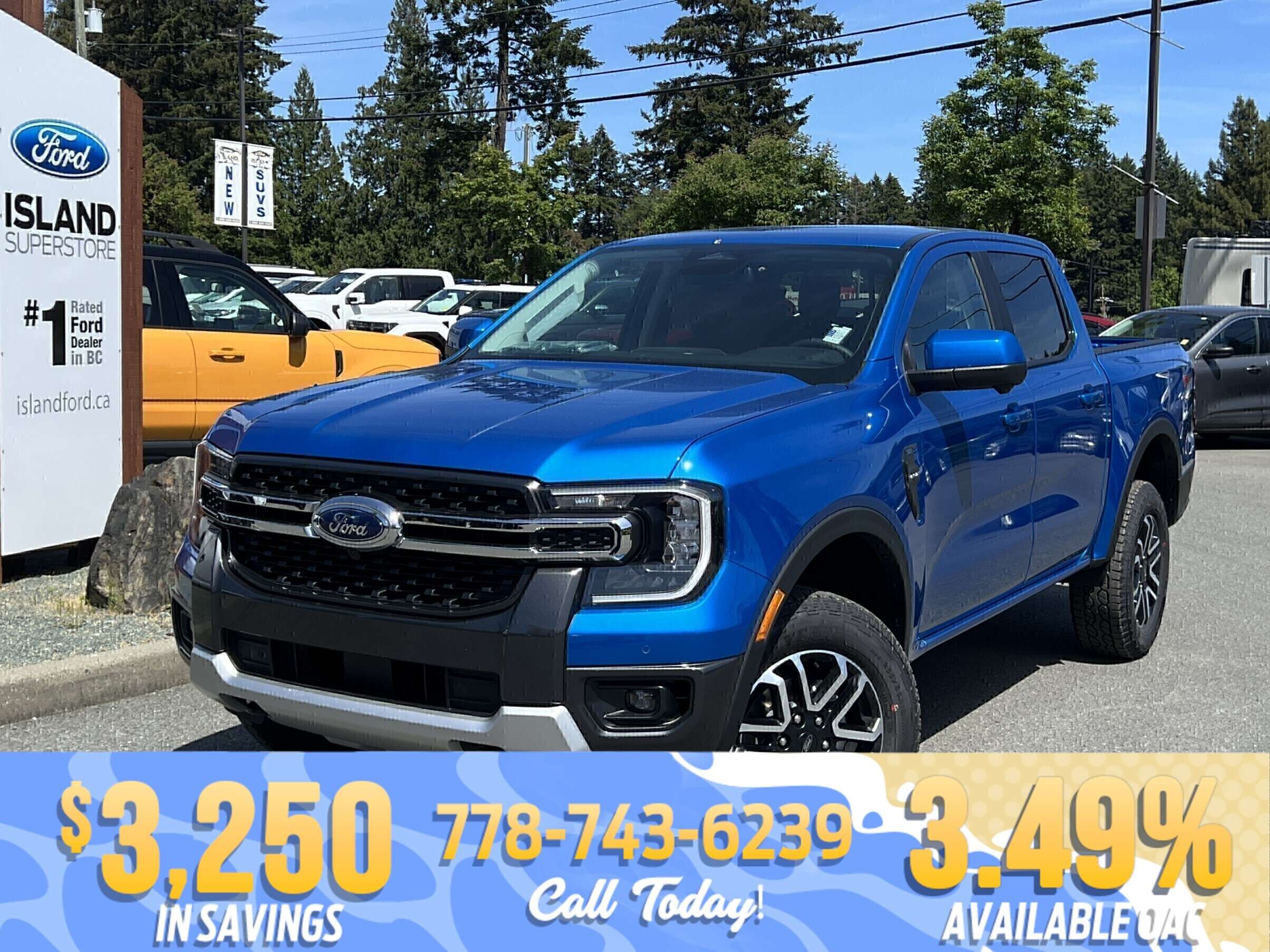 Blue 2026 Ford Ranger Pickup Truck Four-Wheel Drive Automatic