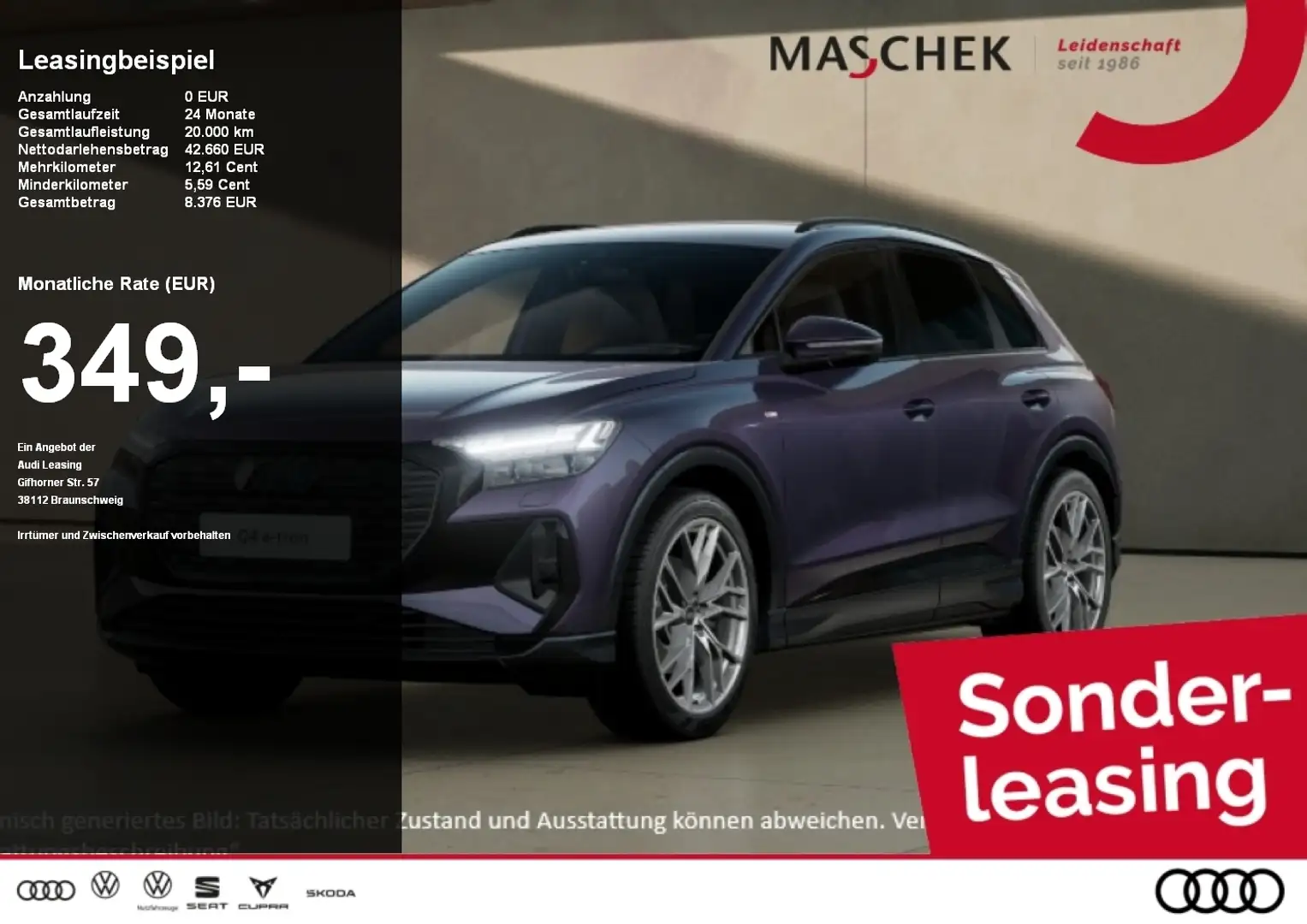 Audi Q4 e-tron S line Sonderleasing! SONOS BlackEd Matrix Violet - 1