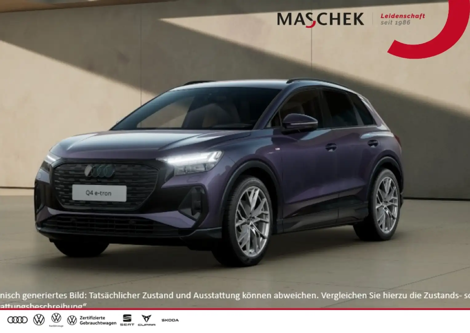 Audi Q4 e-tron S line Sonderleasing! SONOS BlackEd Matrix Violett - 1