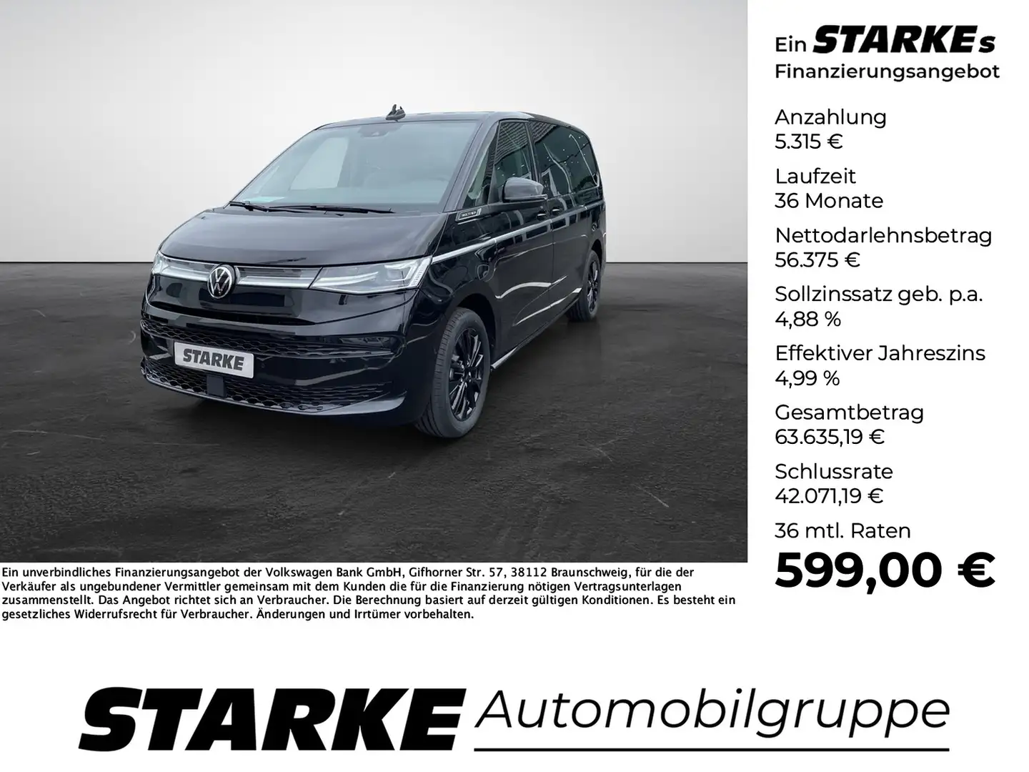Volkswagen T7 Multivan 2.0 TDI DSG Style lang Zwart - 1