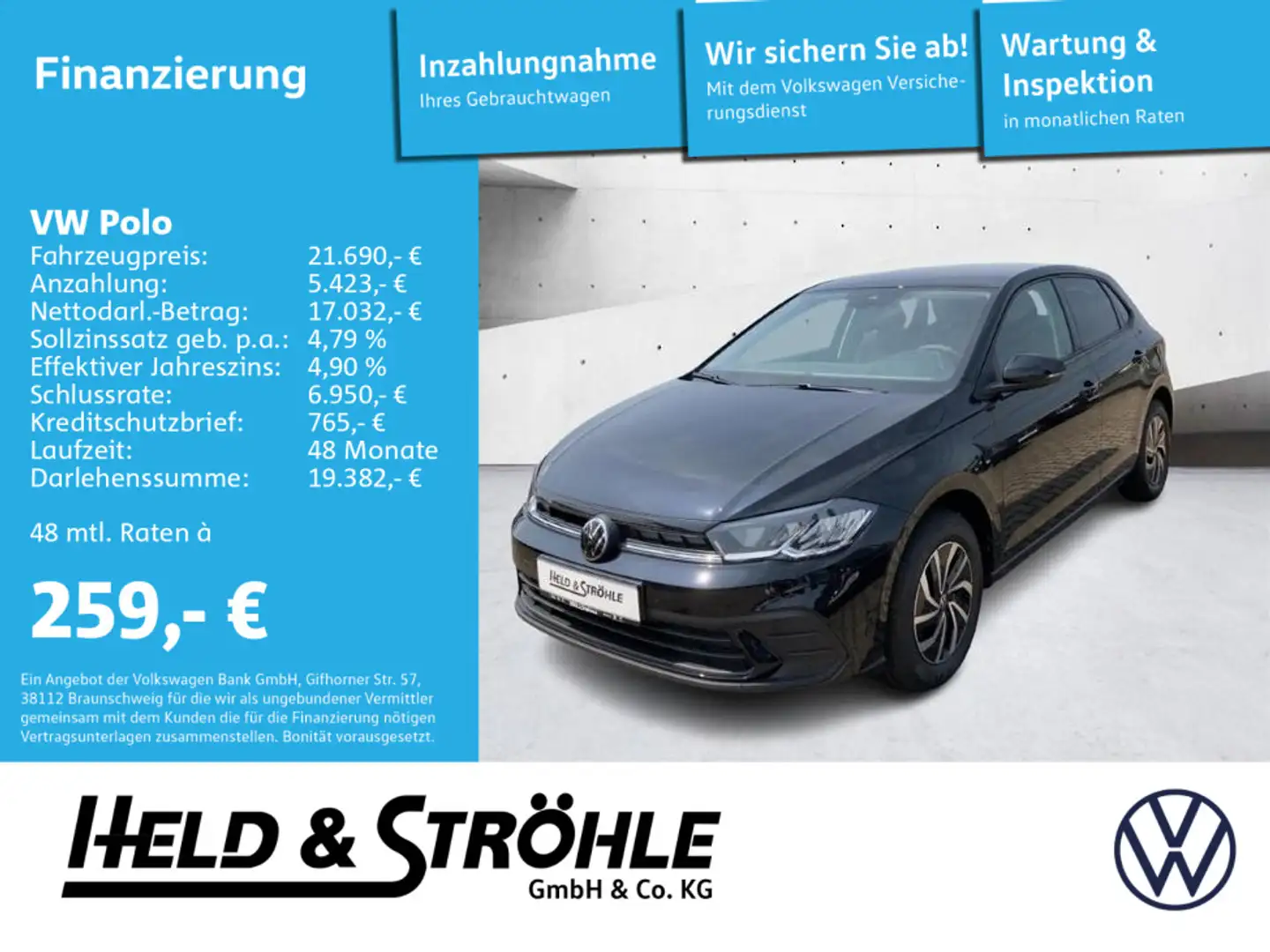 Volkswagen Polo Life 1.0 LED GRA SiHZ ALU15 Licht&Sicht Zwart - 1