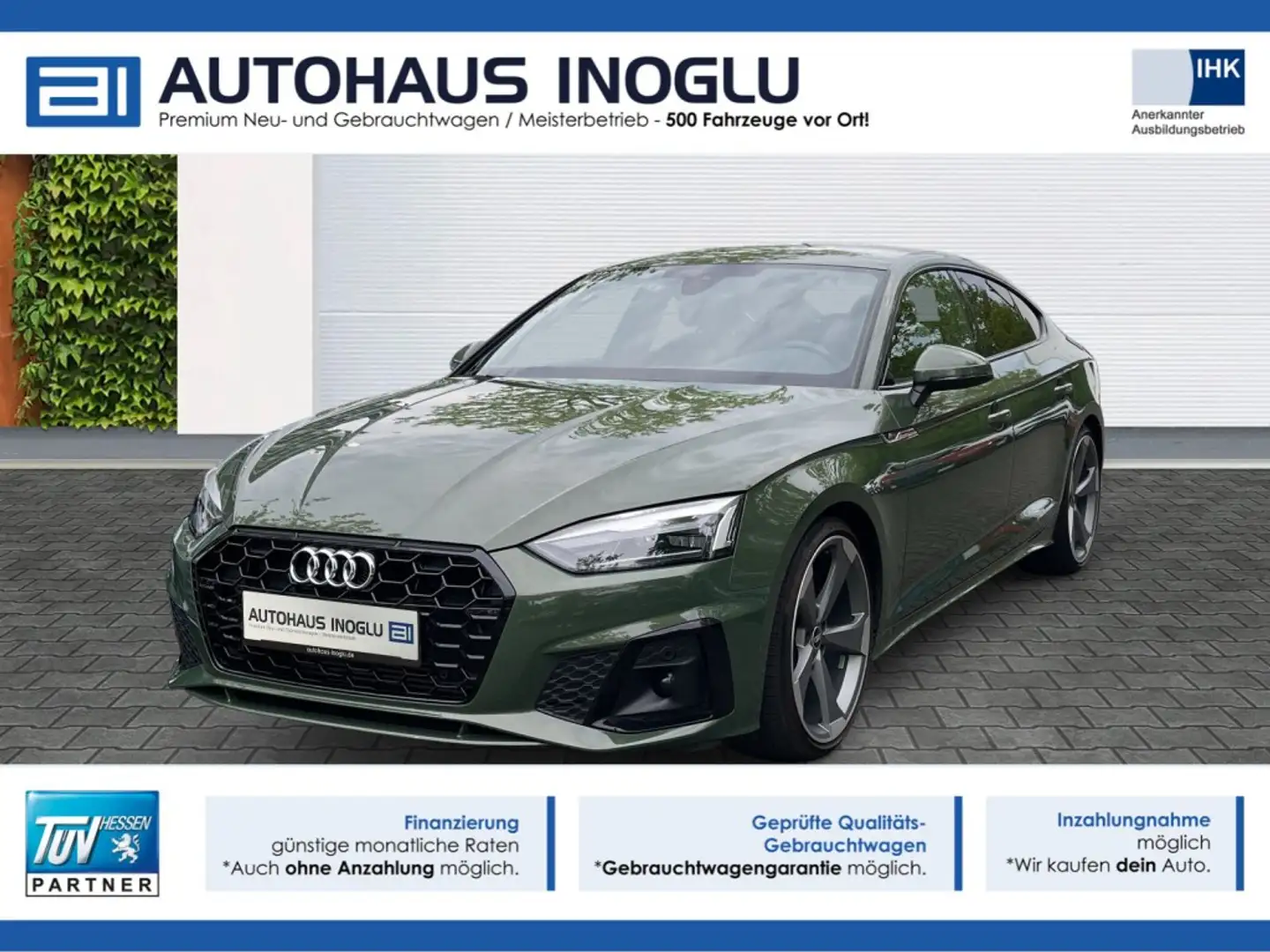 Audi A5 35 TFSI S line Navi+LED+SHZ+AHK+R-Kam+VC+DAB+ Grün - 1