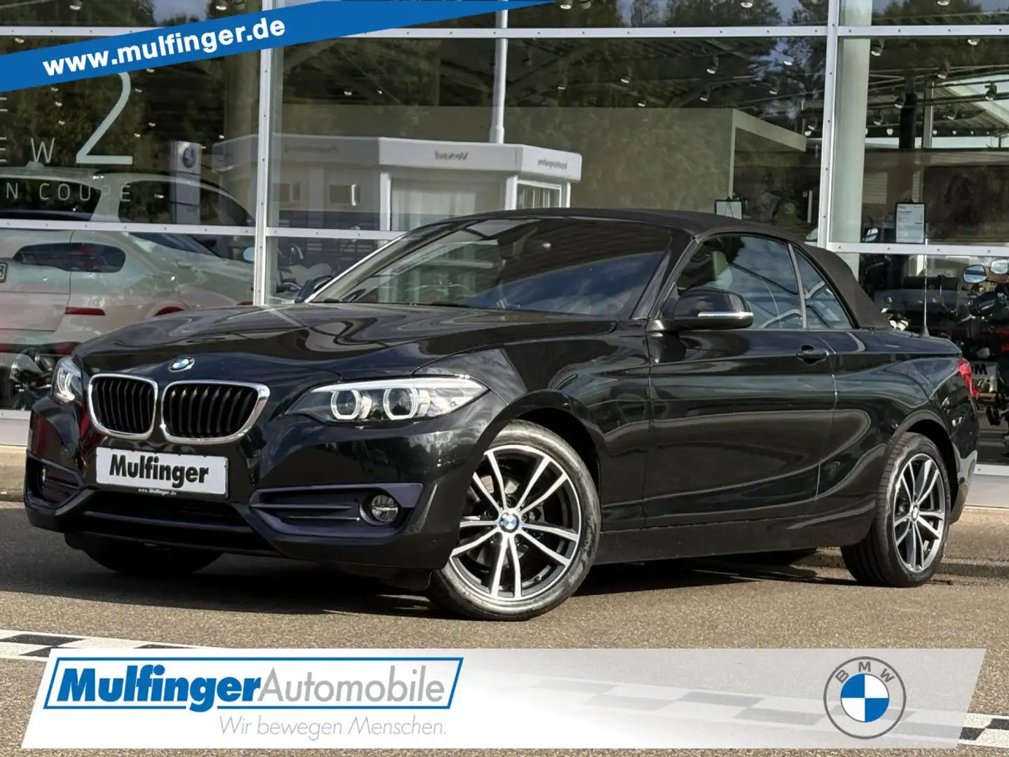 BMW 218 d Cabrio Sport Leder Navi KomfZug.Lordose PA Schwarz - 1