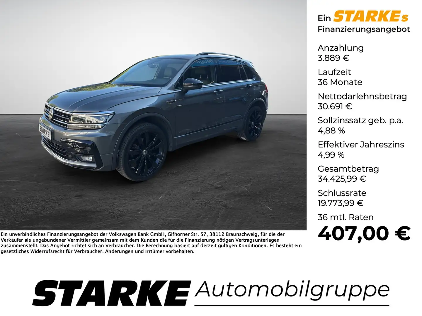 Volkswagen Tiguan 2.0 TDI DSG 4M R-Line Black Style Gris - 1