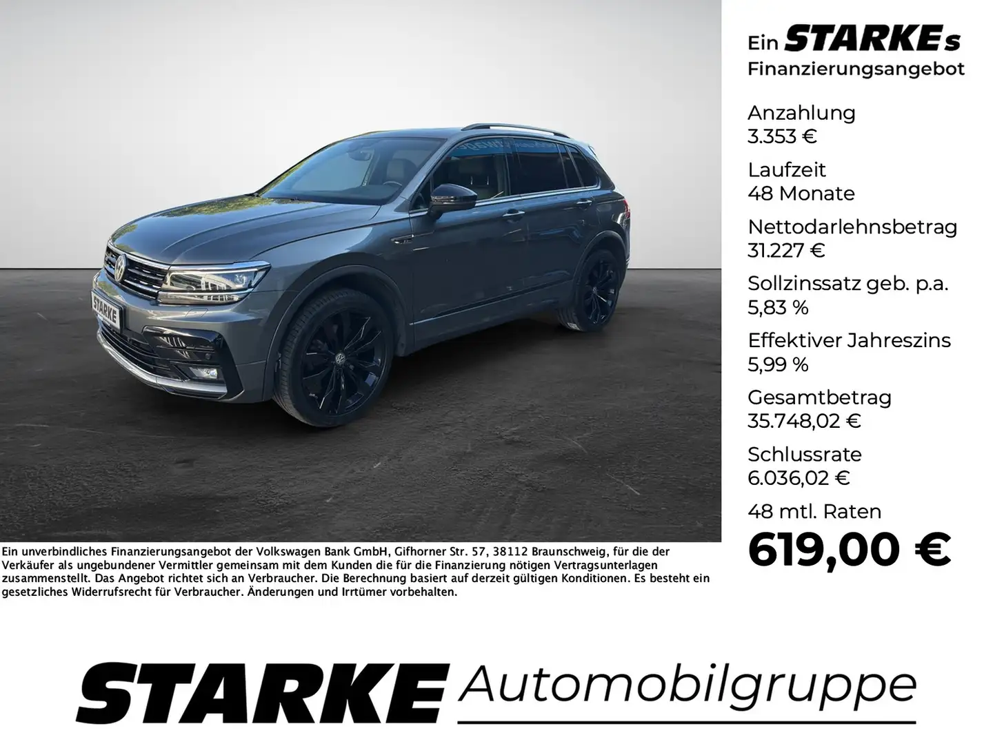 Volkswagen Tiguan 2.0 TDI DSG 4M R-Line Black Style Grau - 1
