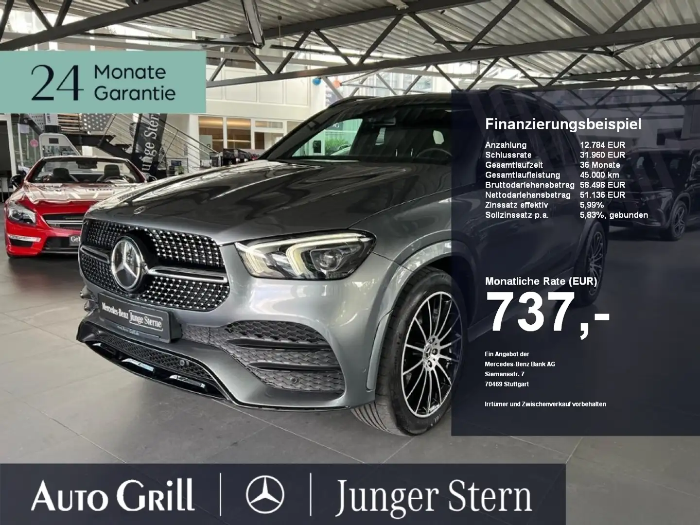 Mercedes-Benz GLE 400 d 4M AMG Airmatic HeadUp NaviAR Pano Burm Grau - 1