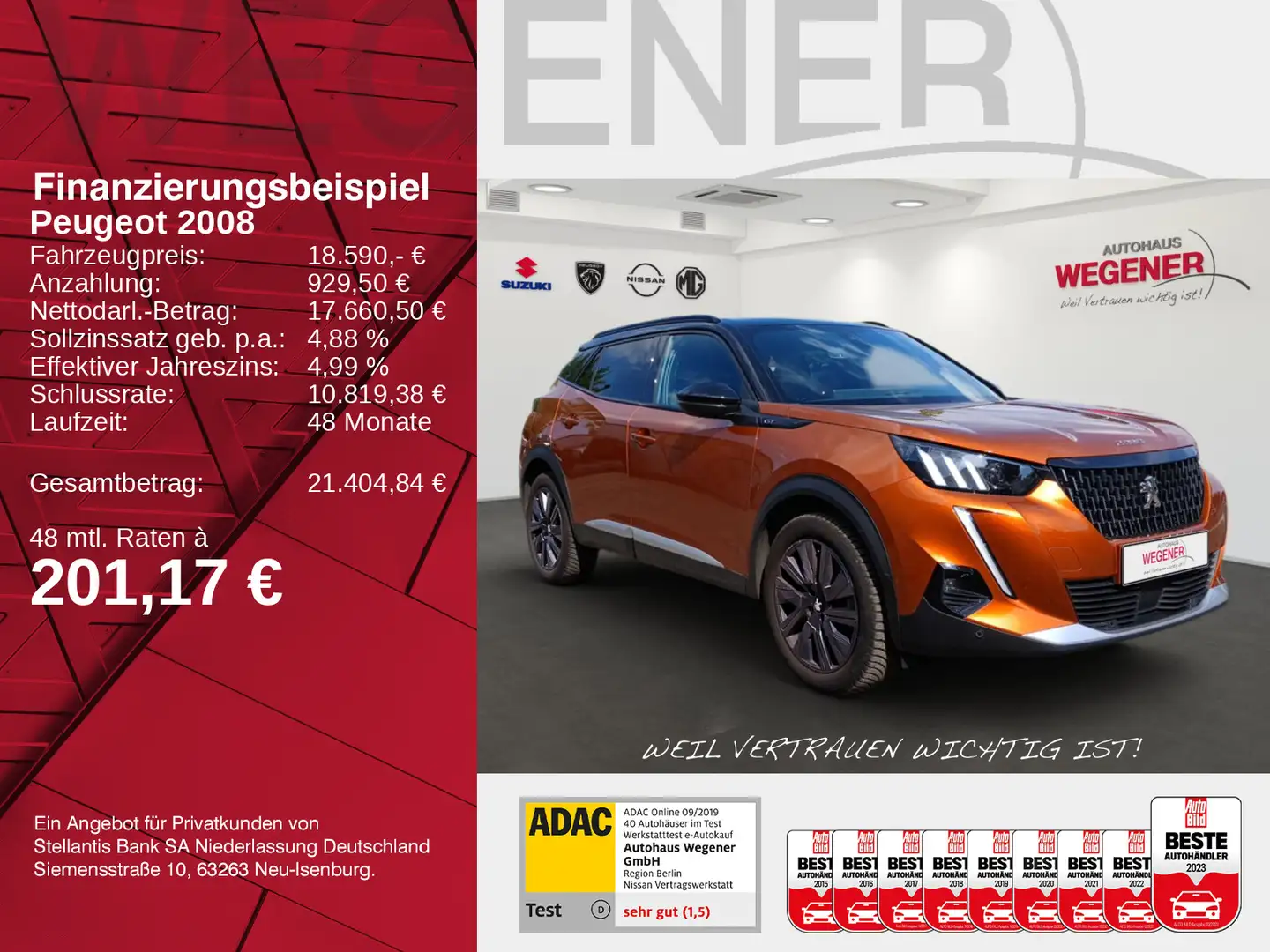 Peugeot 2008 GT 155 THP PureTech *Allwetter*AHZV*Navi*Ka Orange - 2