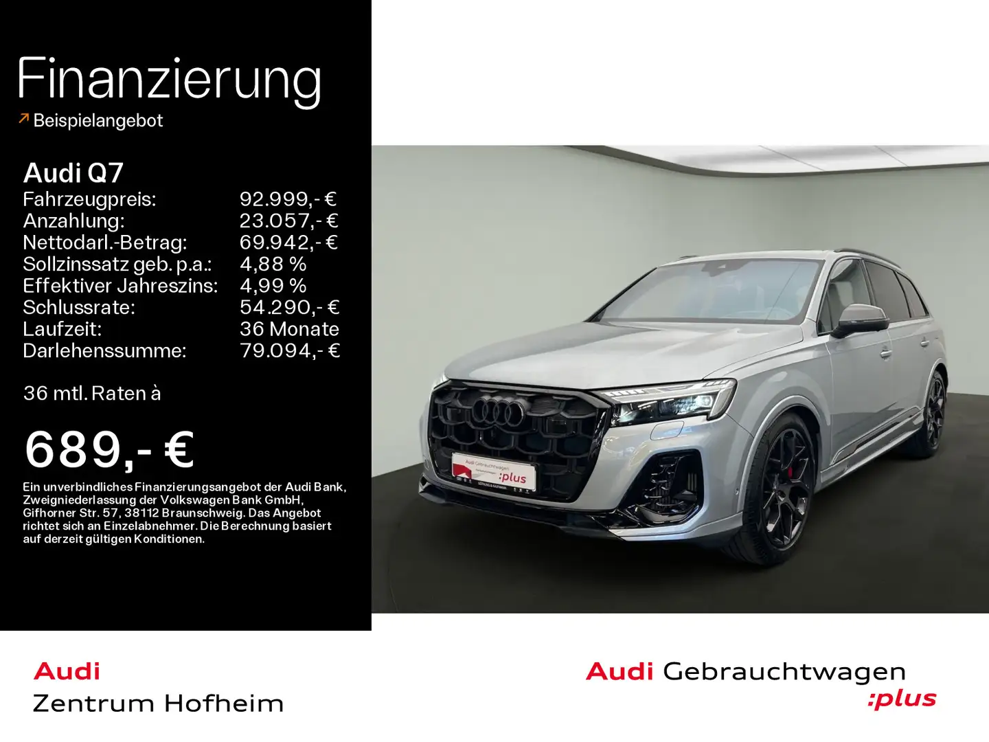 Audi Q7 60 TFSIe qu S line tip*EUPE 132.985*Air*B&O*H Silber - 1