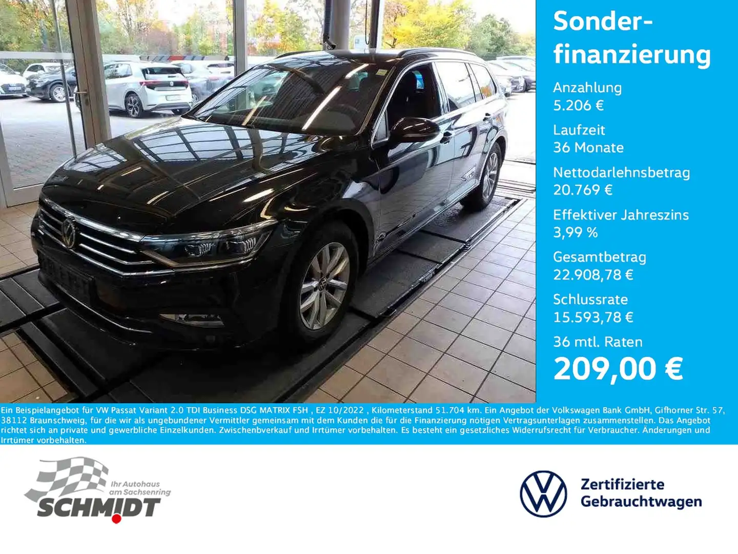 Volkswagen Passat Variant 2.0 TDI Business DSG MATRIX FSH Noir - 1