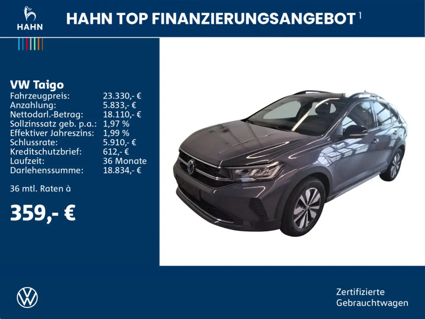 Volkswagen Taigo 1.0TSI Goal LED Navi AHK ACC Sitzh APP PDC Grigio - 2