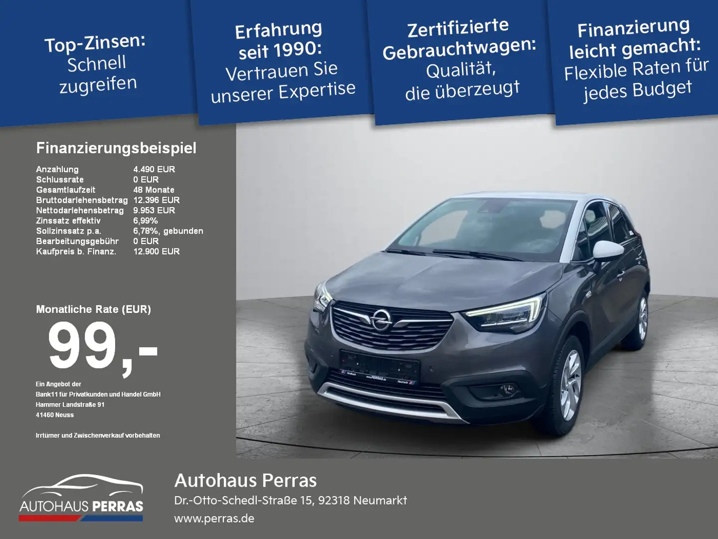 Opel Crossland 1.2 Turbo AT INNOVATION Im Kundenauftrag LED+SHZ+2 Grau - 1