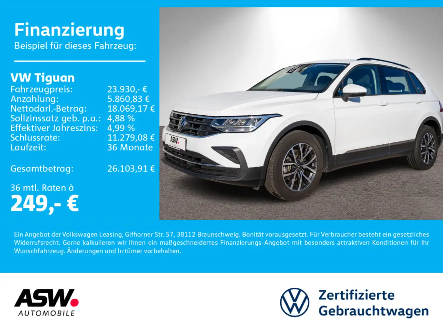 Volkswagen Tiguan Life 2,0 TDI DSG LED NAVI AHK PDC SHZ Blanc - 1