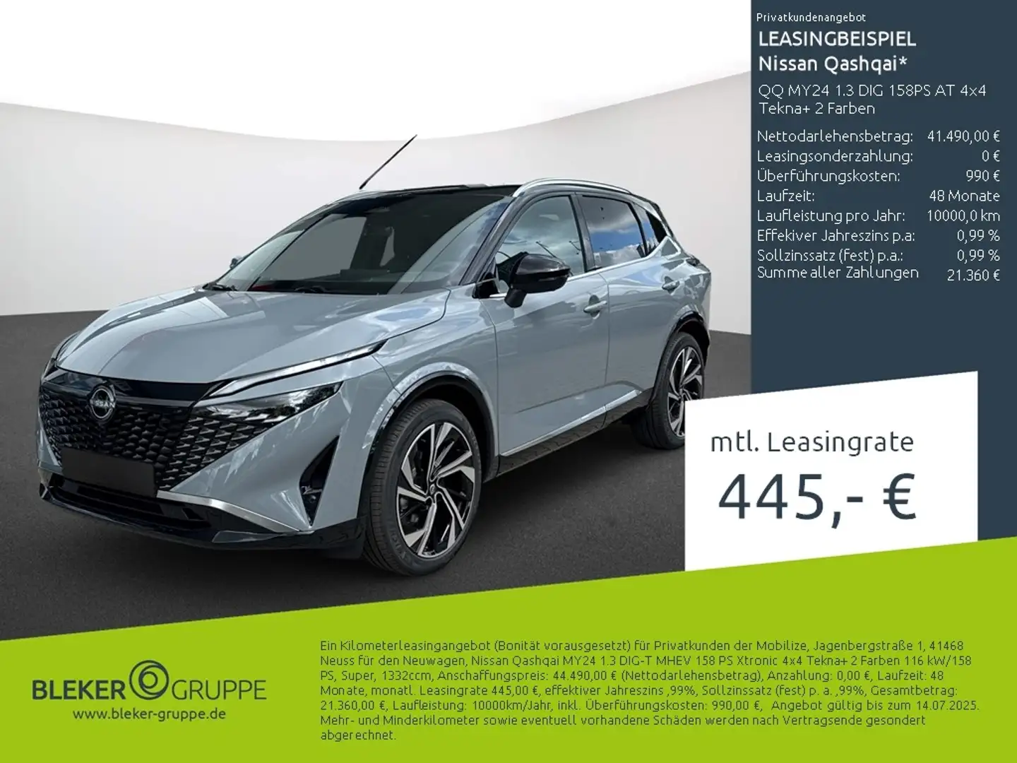 Nissan Qashqai QQ MY24 1.3 DIG 158PS AT 4x4 Tekna+ 2 Farben Grau - 2
