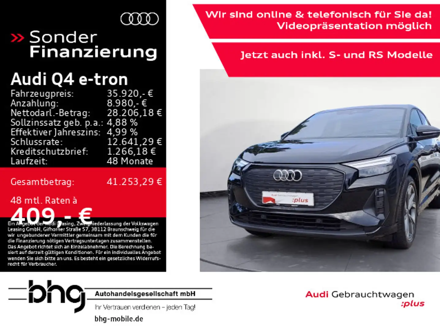 Audi Q4 e-tron 40 Sportback S line *MMI Navi Plus*Ass Schwarz - 1
