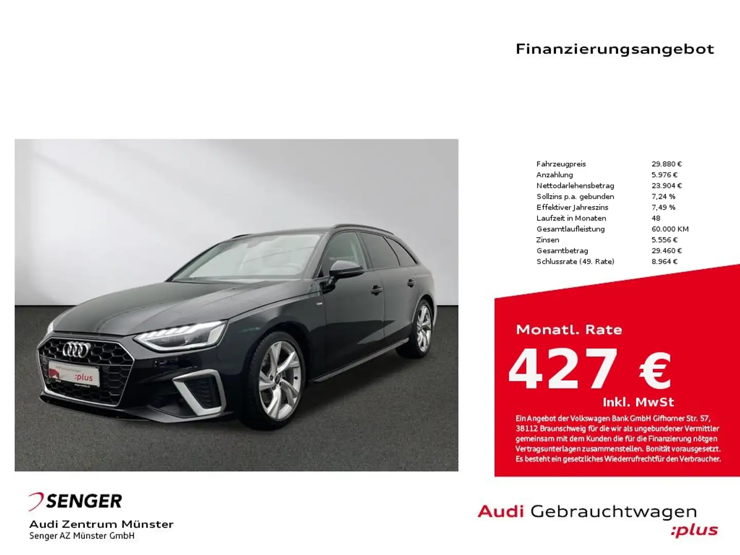Audi A4 Avant 35 TFSI S line MMI Navi LED Kamera Noir - 1