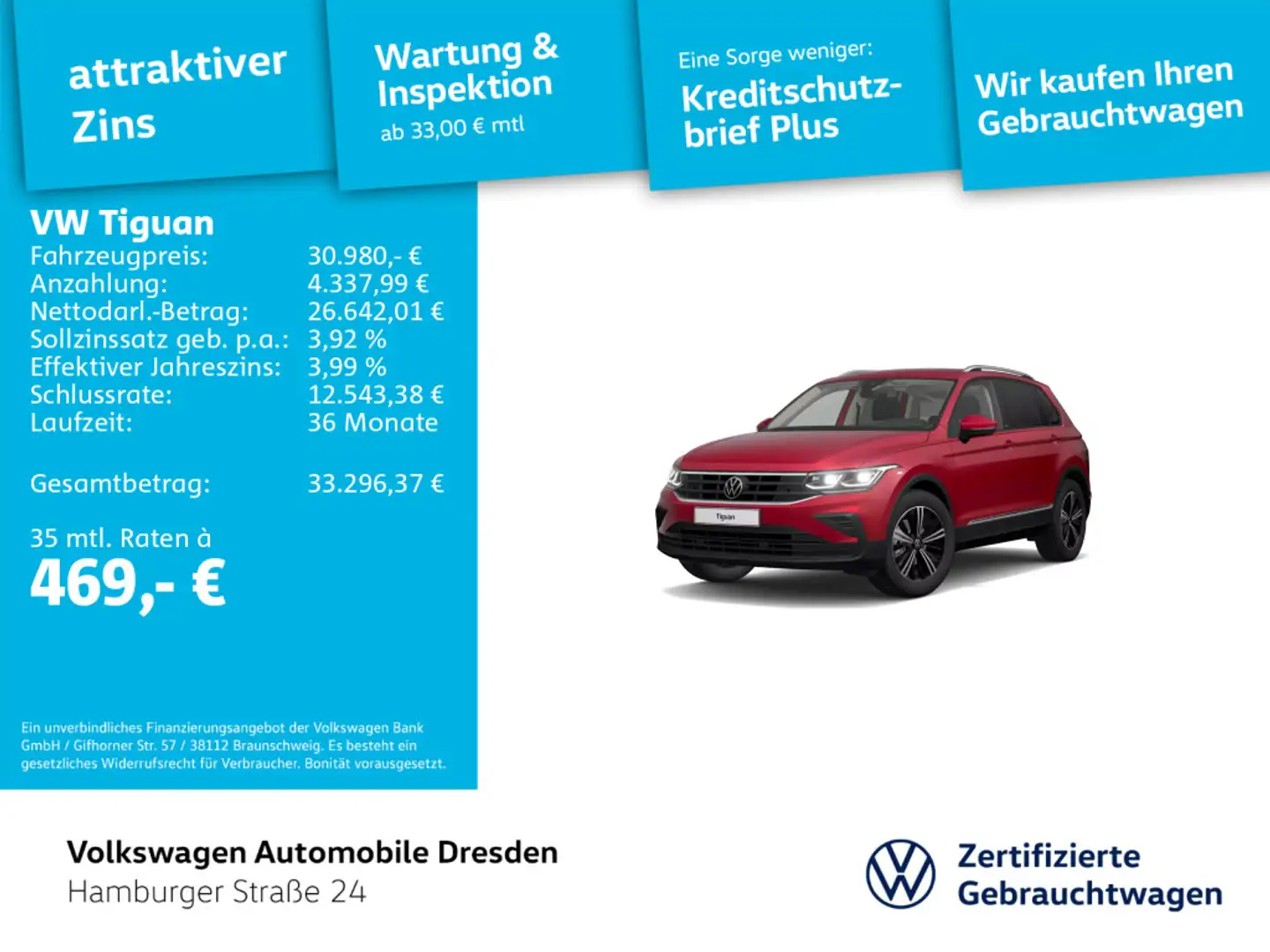 Volkswagen Tiguan Active 1.5 TSI DSG MATRIX KAMERA APP Rot - 1