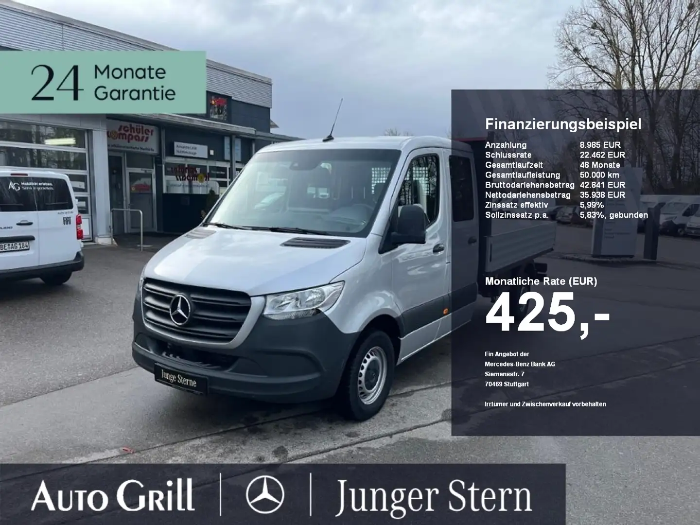 Mercedes-Benz Sprinter 317 DOKA Pritsche L2 AHK Navi Klima 7S Argent - 1