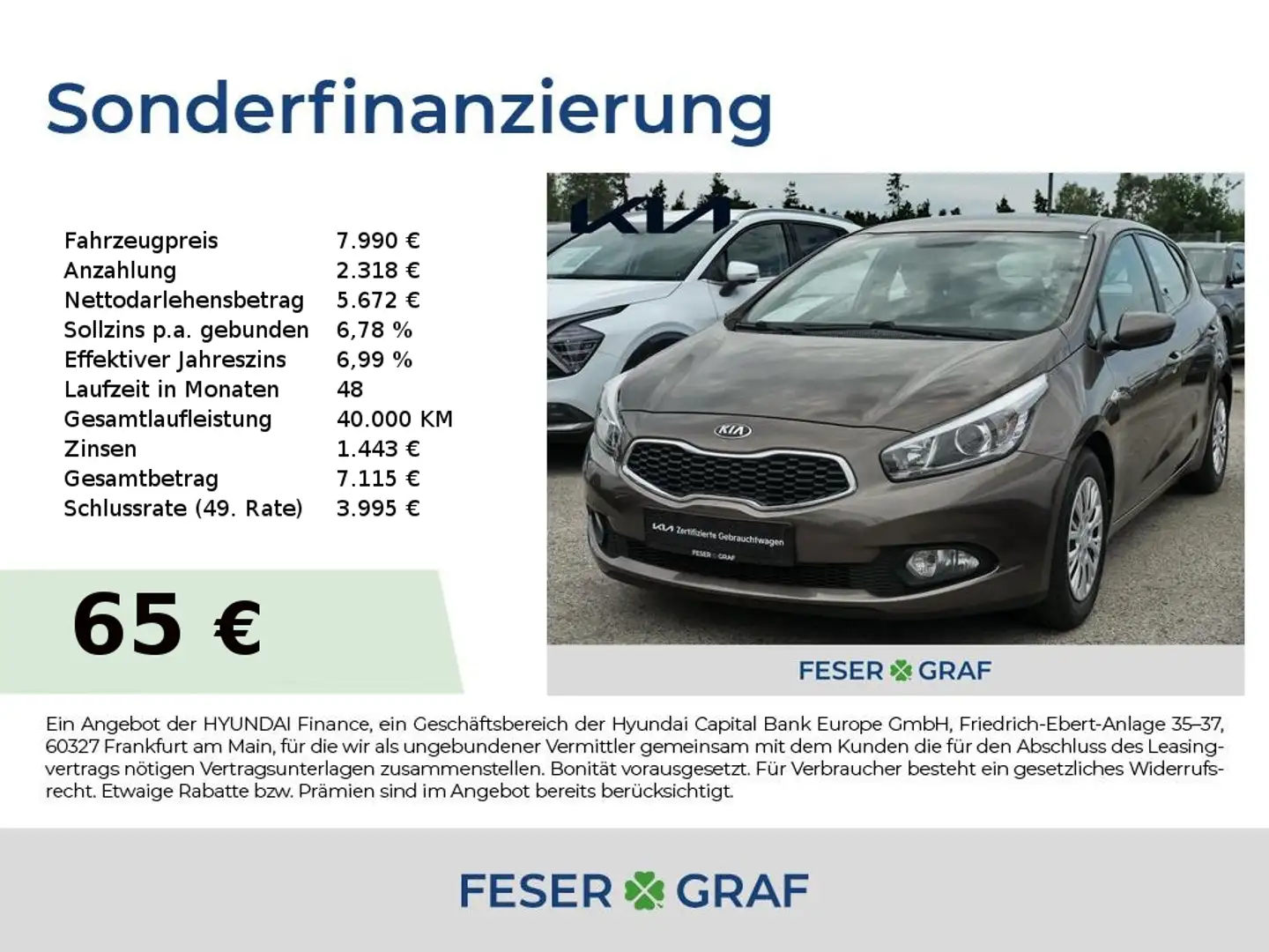 Kia Ceed / cee'd CVVT 1.4 KLima 8-fach-bereift Braun - 1