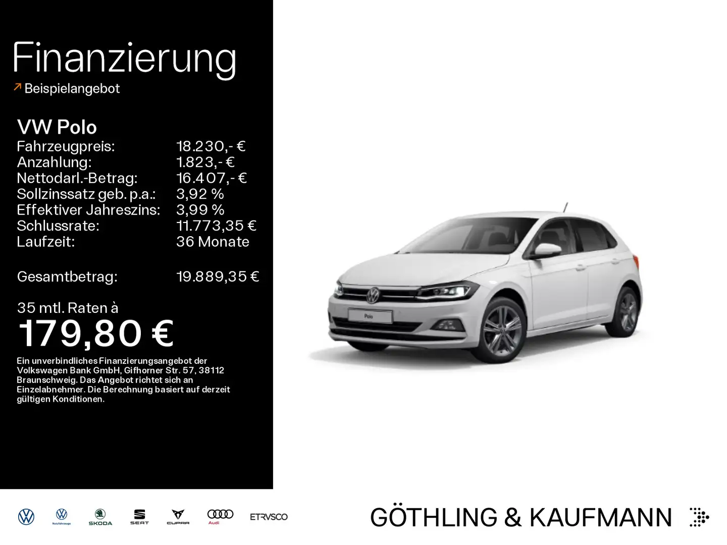 Volkswagen Polo Highline 1.0TSI LED*NAVI*SHZ*Alu 16Zoll* Weiß - 1