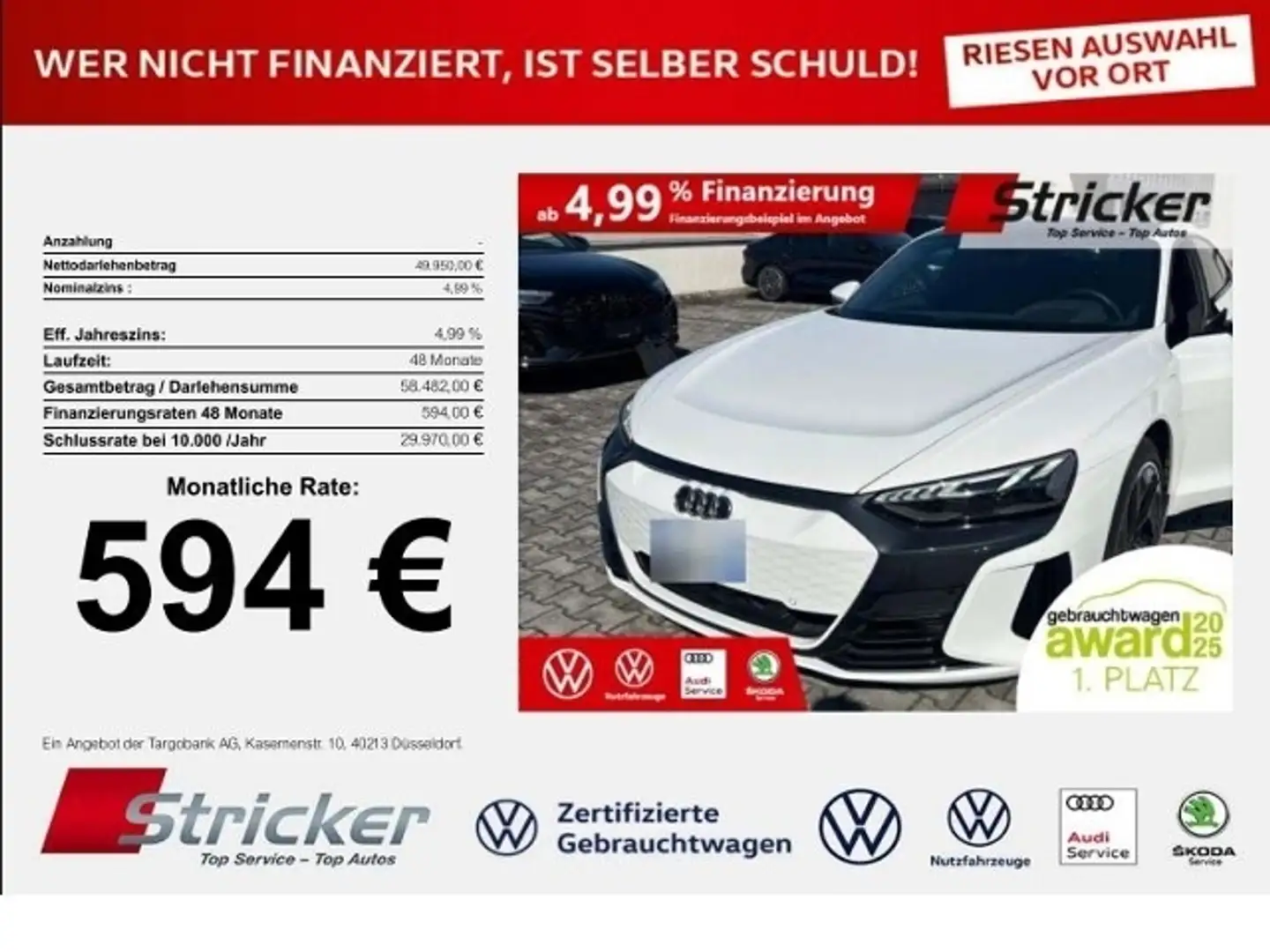 Audi e-tron GT 594,-ohne Anzahlung Pano Rückfahrkamera Alb - 1