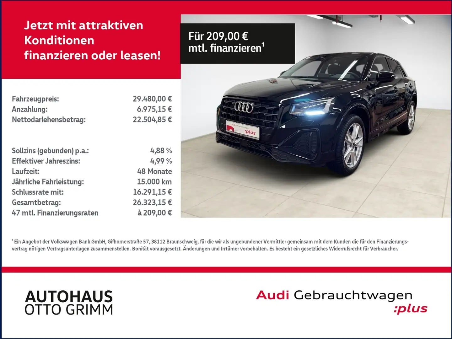Audi Q2 30 TFSI S line KLIMA LED Schwarz - 1