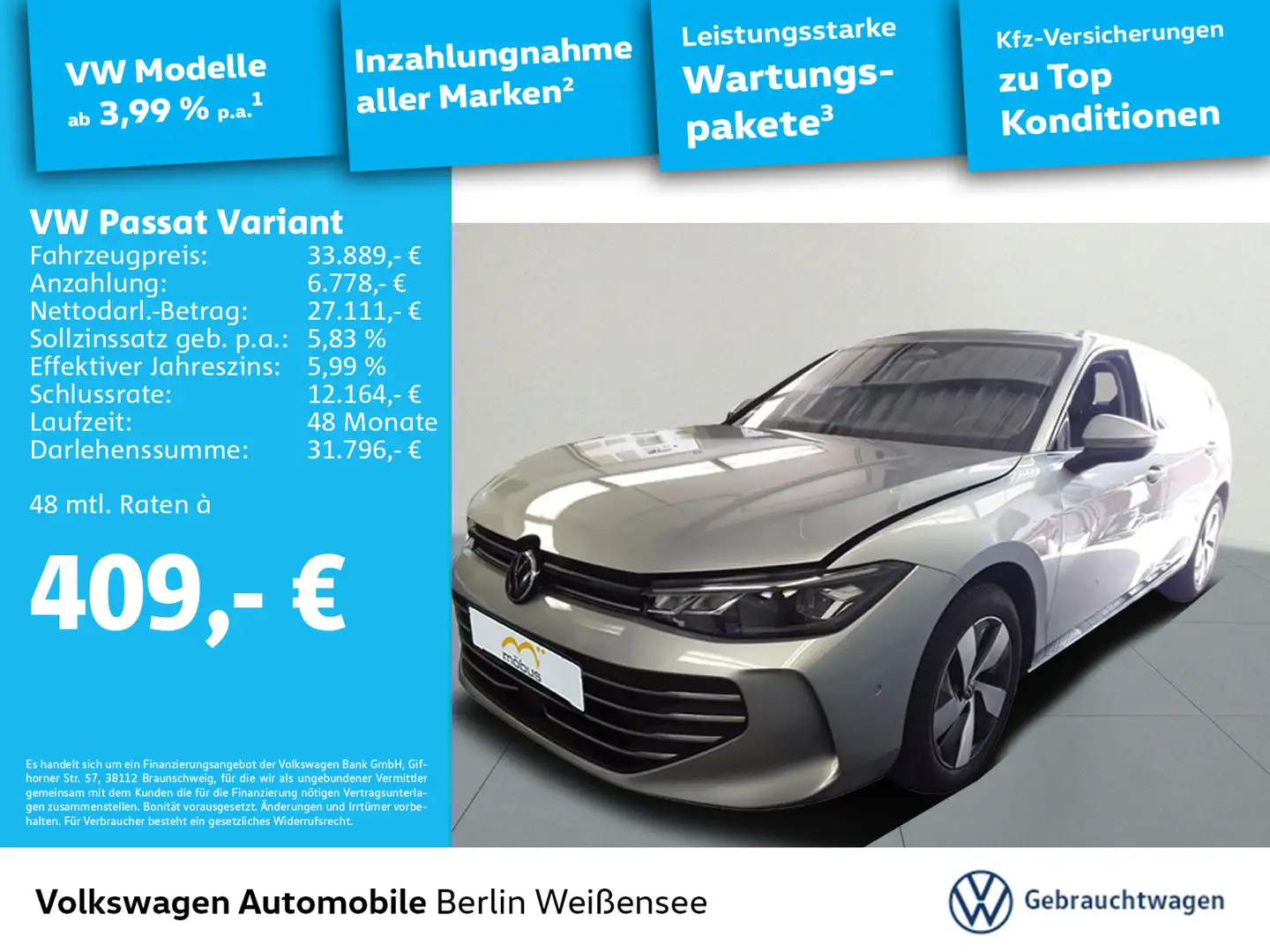 Volkswagen Passat Variant Business 1.5 eTSI DSG*DCC*ACC*HUD Silber - 1