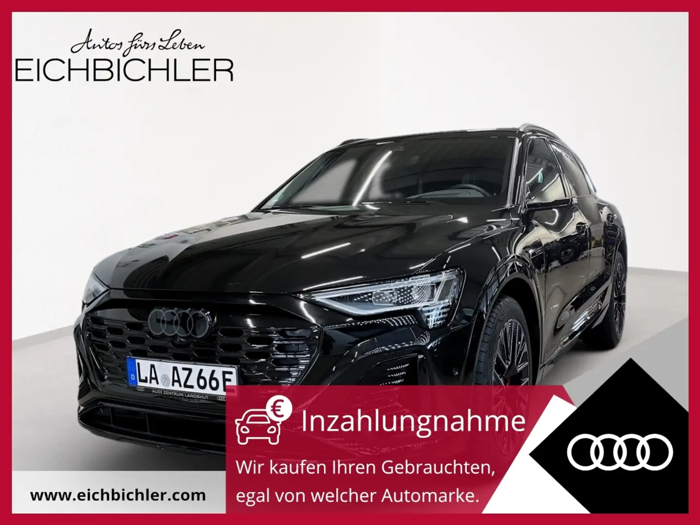 Audi Q8 e-tron 55  quattro S line Luft Pano 4xSHZ Zwart - 1