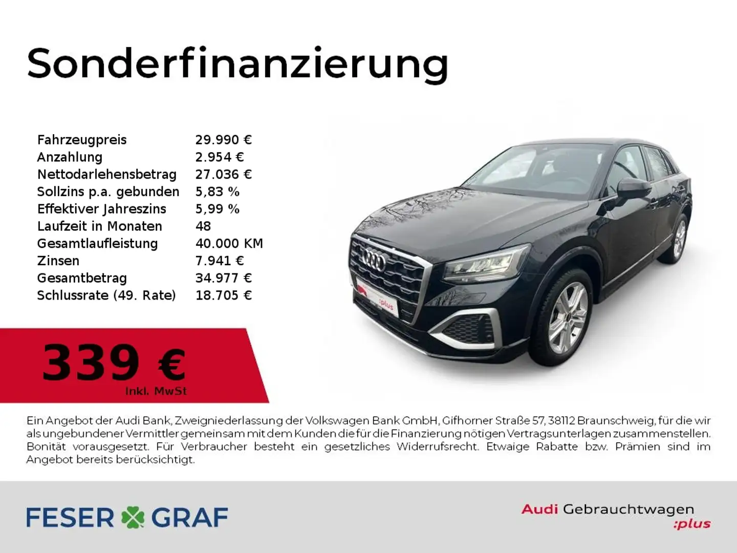 Audi Q2 Advanced 35 TFSI S tronic NAVI+/GJR/PDC+/Rückfahrk Schwarz - 1