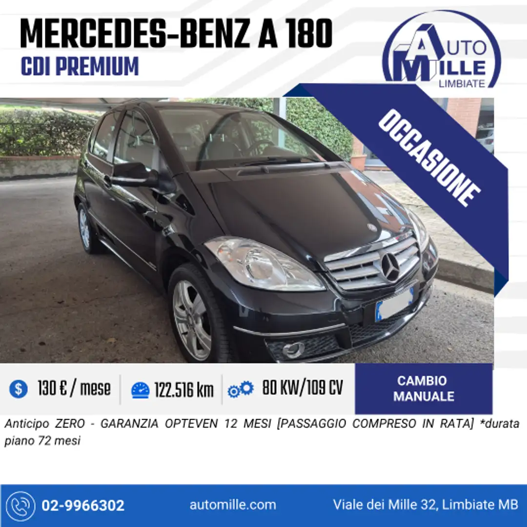 Mercedes-Benz A 180 A 180 cdi Premium Nero - 1
