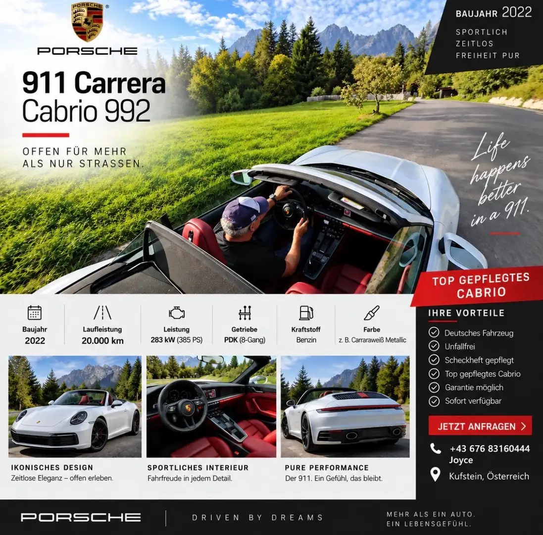 Porsche 911 911 Carrera Cabrio Tiptronic Weiß - 1