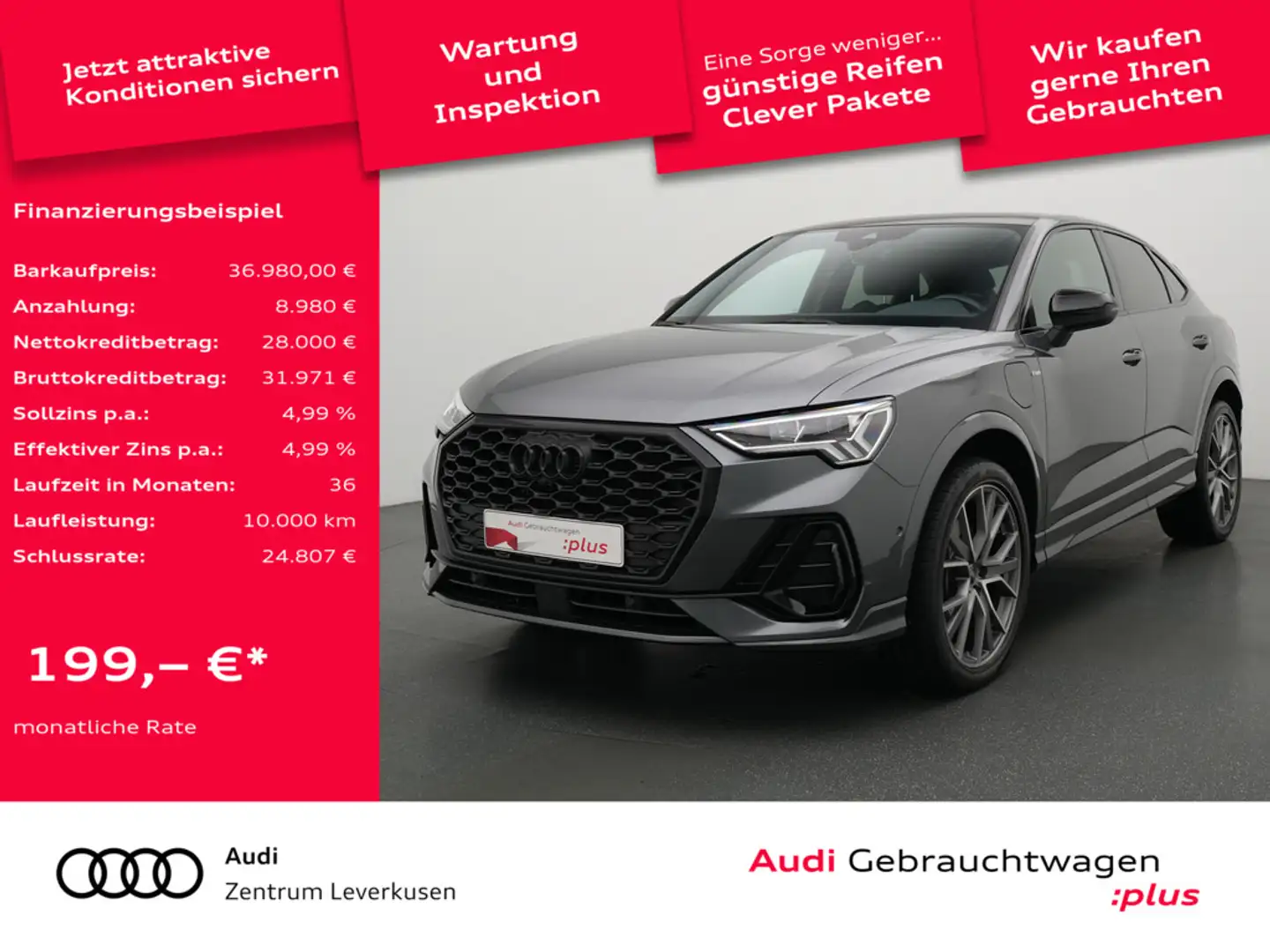 Audi Q3 Sportback e S line AHK PANO 360° NAVI SON Grau - 1