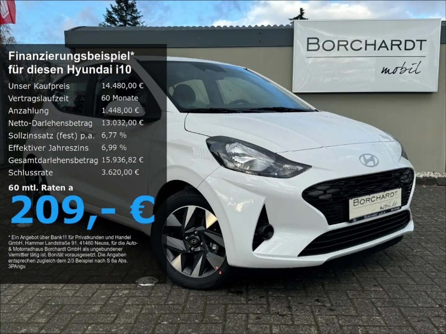 Hyundai i10 MY25 1.0Benzin 63PS 5-MT 2WD Trend,Navi,Lager Blanc - 1
