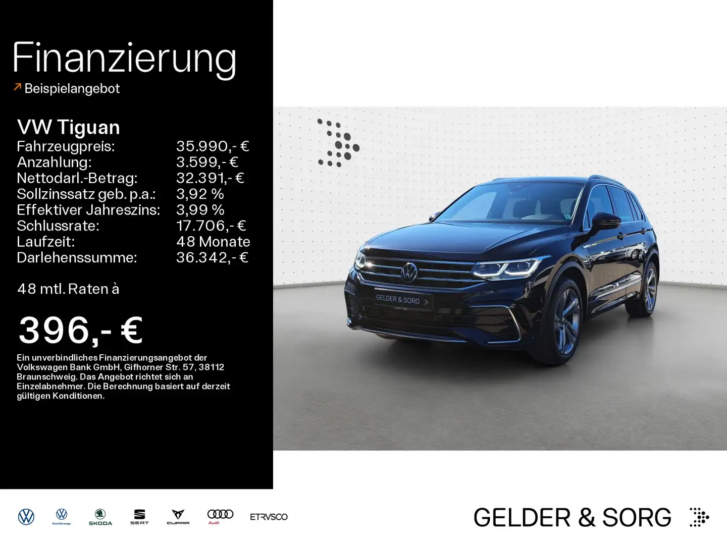 Volkswagen Tiguan R-Line 2.0 TDI Stand*AHK*RFK*Digital*ACC Schwarz - 1