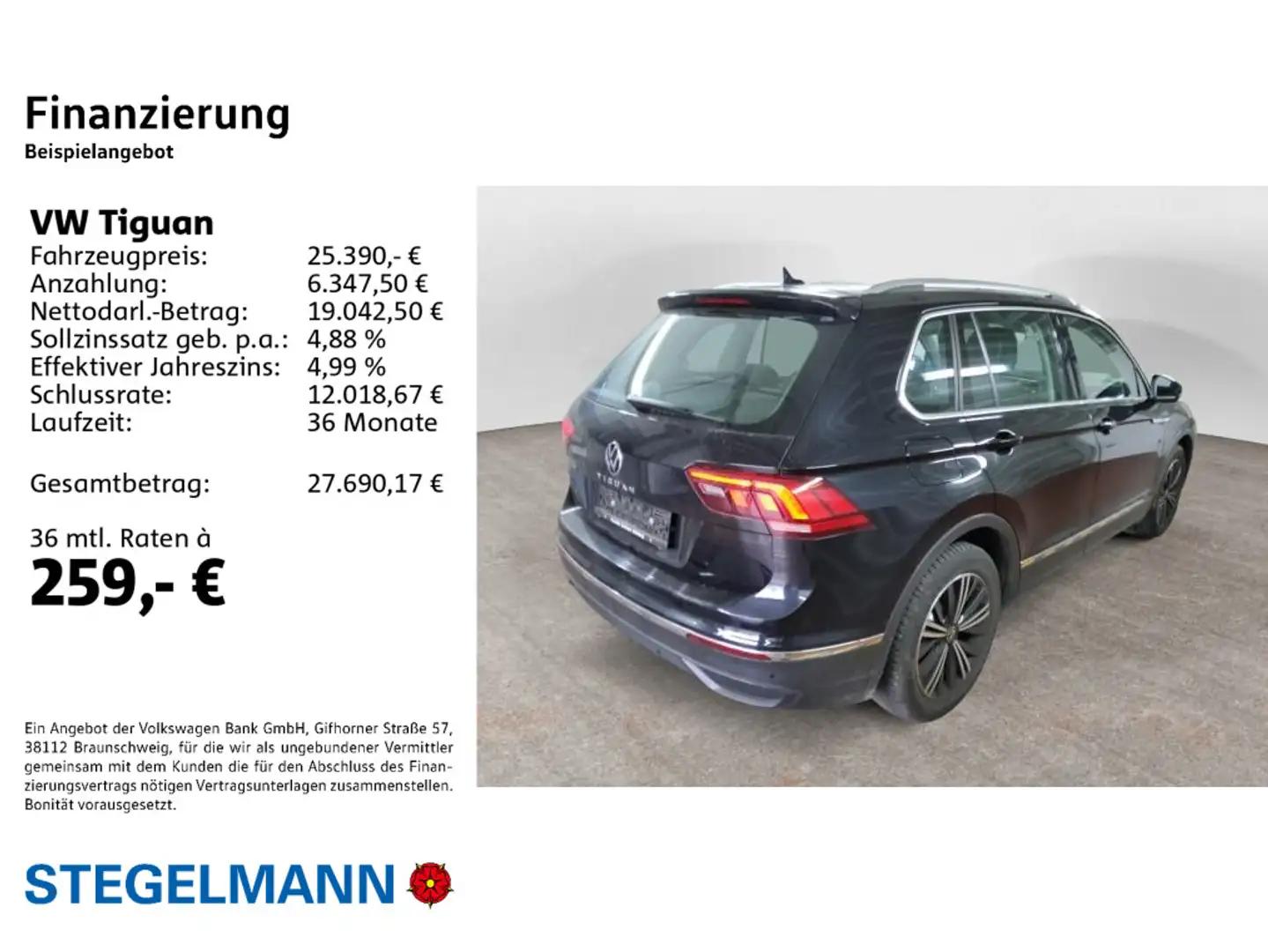 Volkswagen Tiguan 1.5 TSI DSG Life *LED*Navi*Sitzheizung* Schwarz - 2