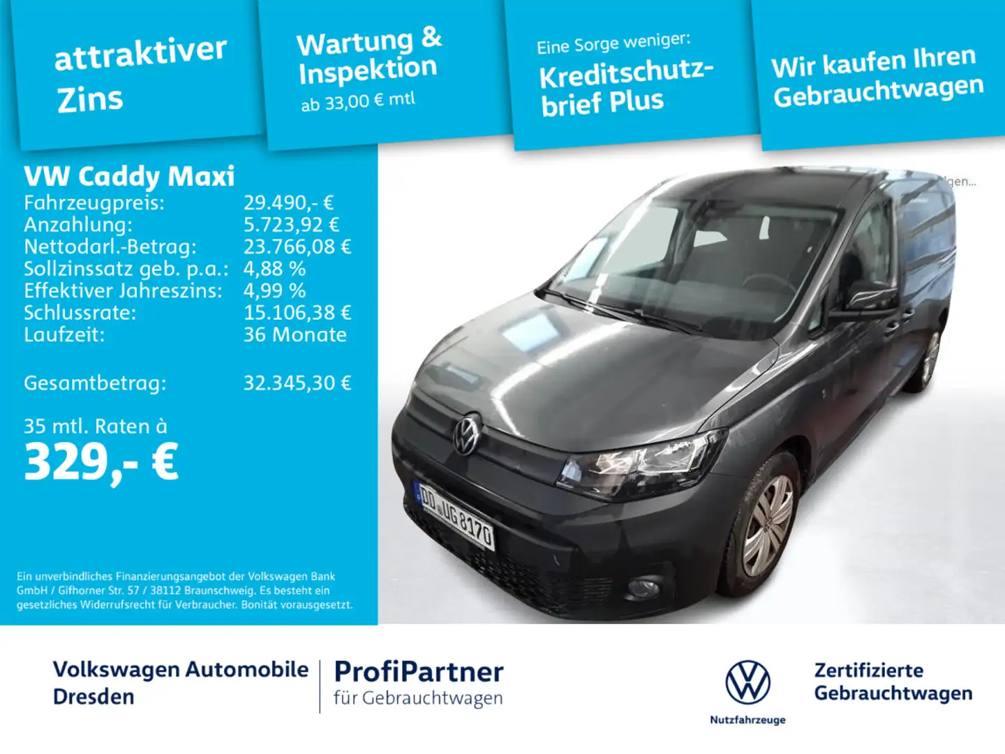 Volkswagen Caddy Kombi 2,0 TDI KLIMA NAV STH PDC APP Grau - 1