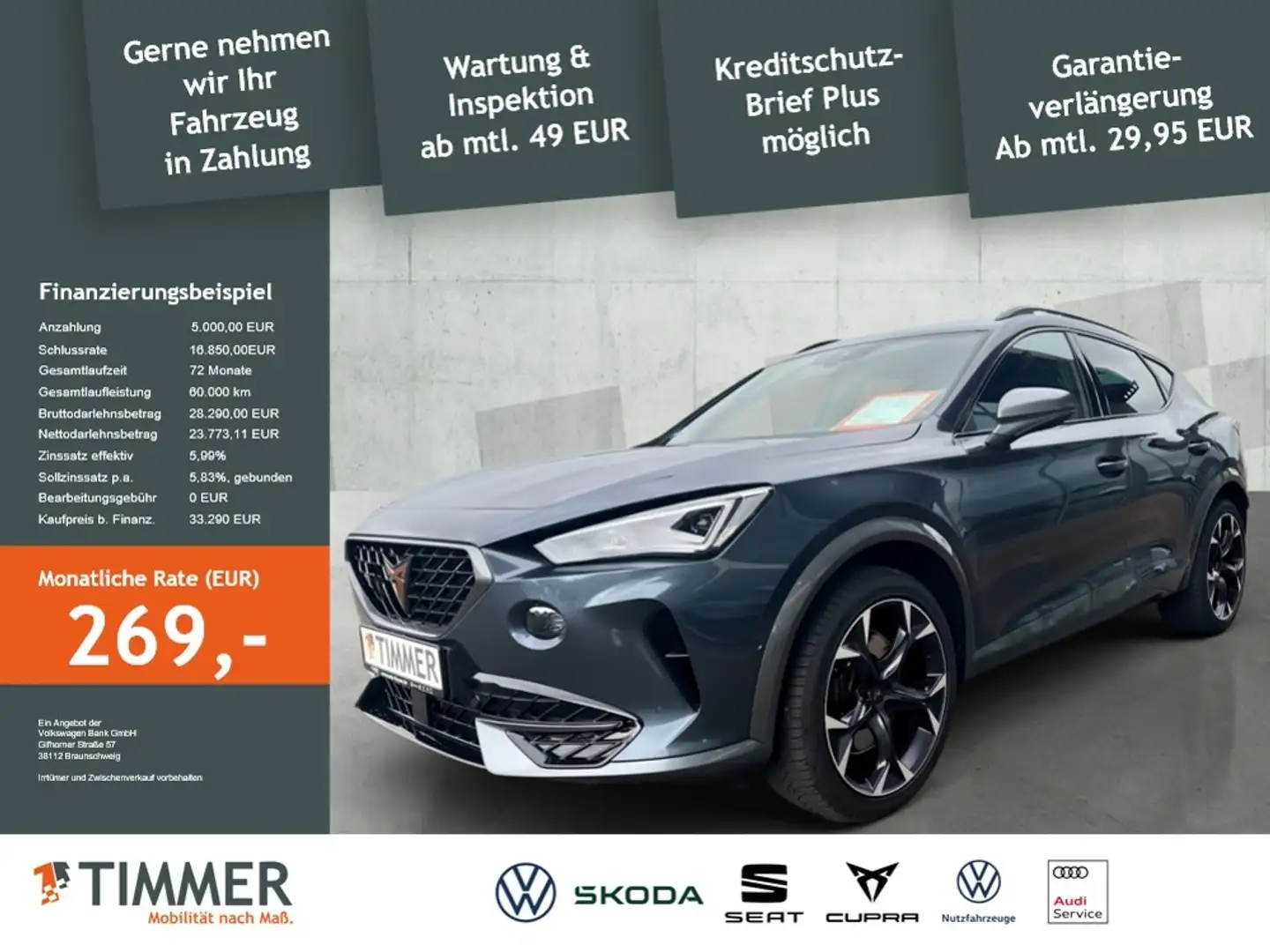CUPRA Formentor 2.0 DSG VZ 4DR *SCHALE *ACC *LED *RKAM * Grau - 2