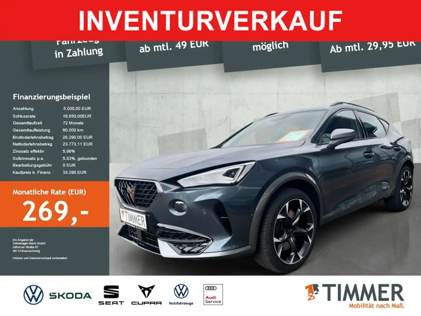 CUPRA Formentor 2.0 DSG VZ 4DR *SCHALE *ACC *LED *RKAM * Grau - 1