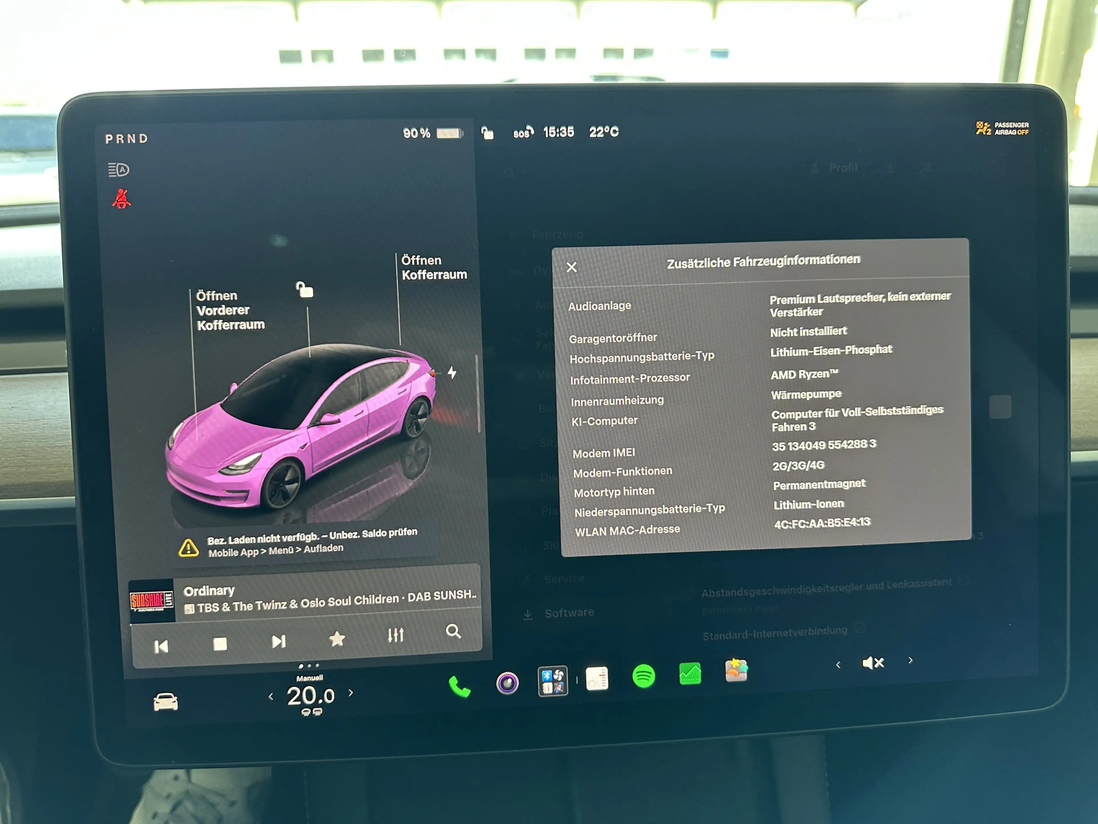 Tesla Model 3 Basis RWD Pano Navi LED Ryzen Wärmepumpe — photo 13