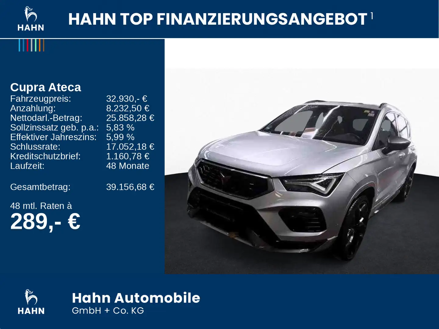 CUPRA Ateca 2.0TSI DSG 4Drive Edition VZ Pano AHK Beat Silber - 2