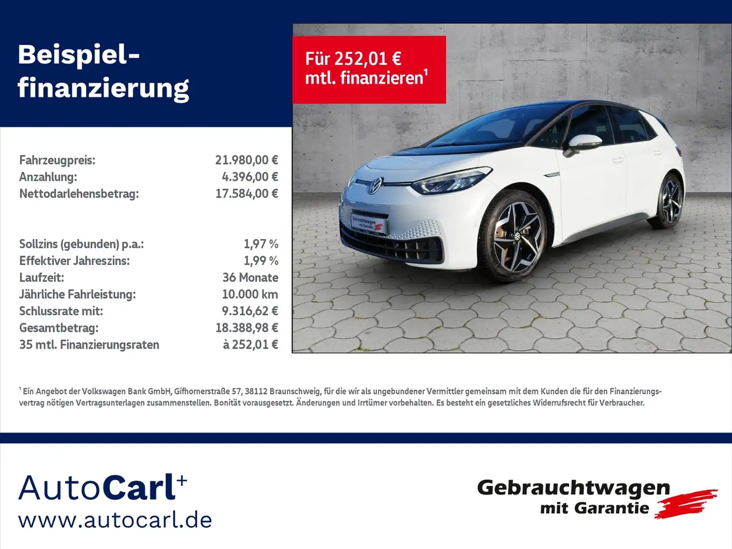 Volkswagen ID.3 Pro Assitenz/Sport/Infotainment KLIMA LED NAVI Weiß - 1