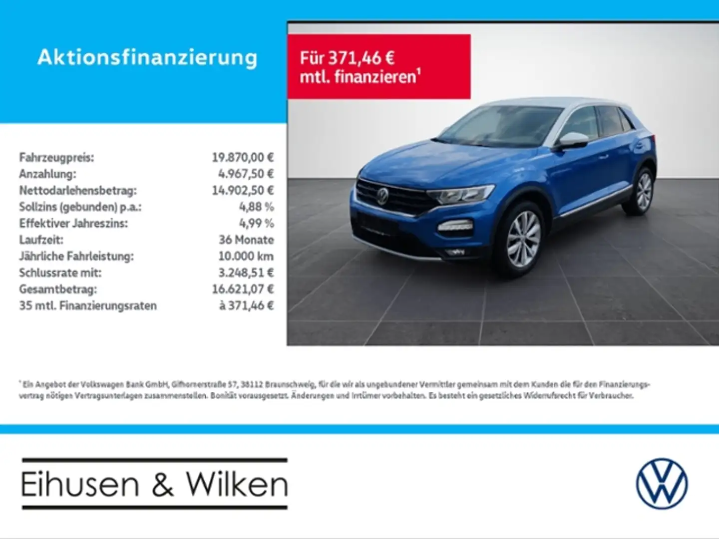 Volkswagen T-Roc 1.5+TSI+DSG+STYLE+NAVI+SHZ+ALU+E-KLAPPE+ Blauw - 1
