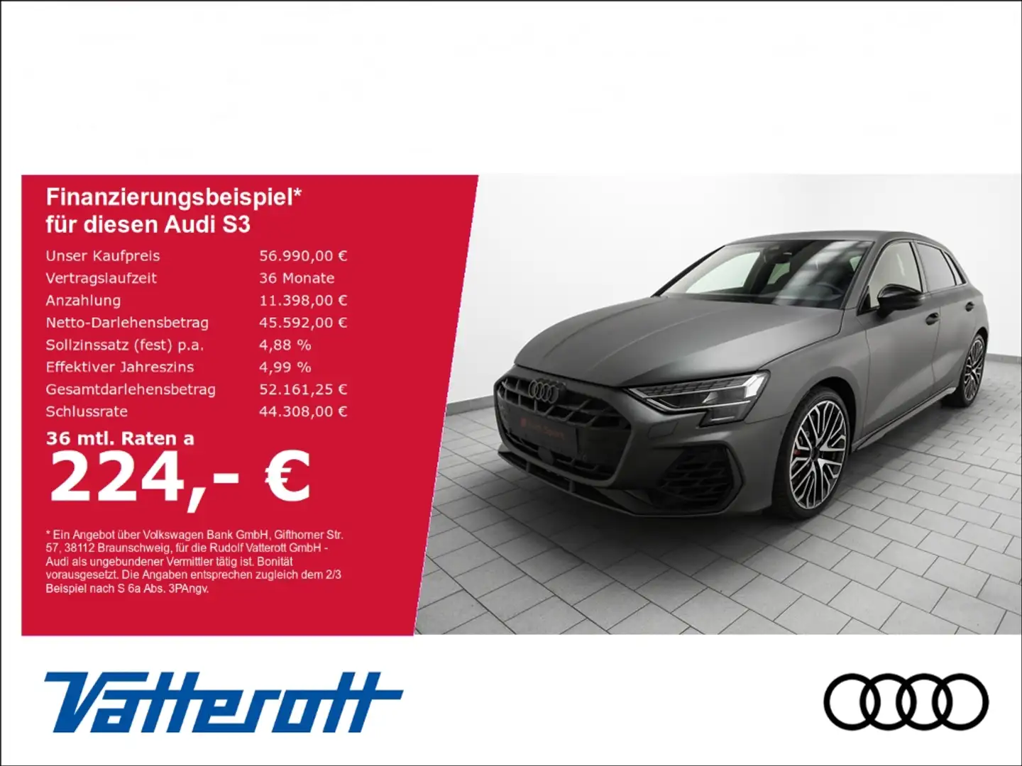 Audi S3 Sportback Matt SONOS TitanAbgas Matrix Grijs - 1