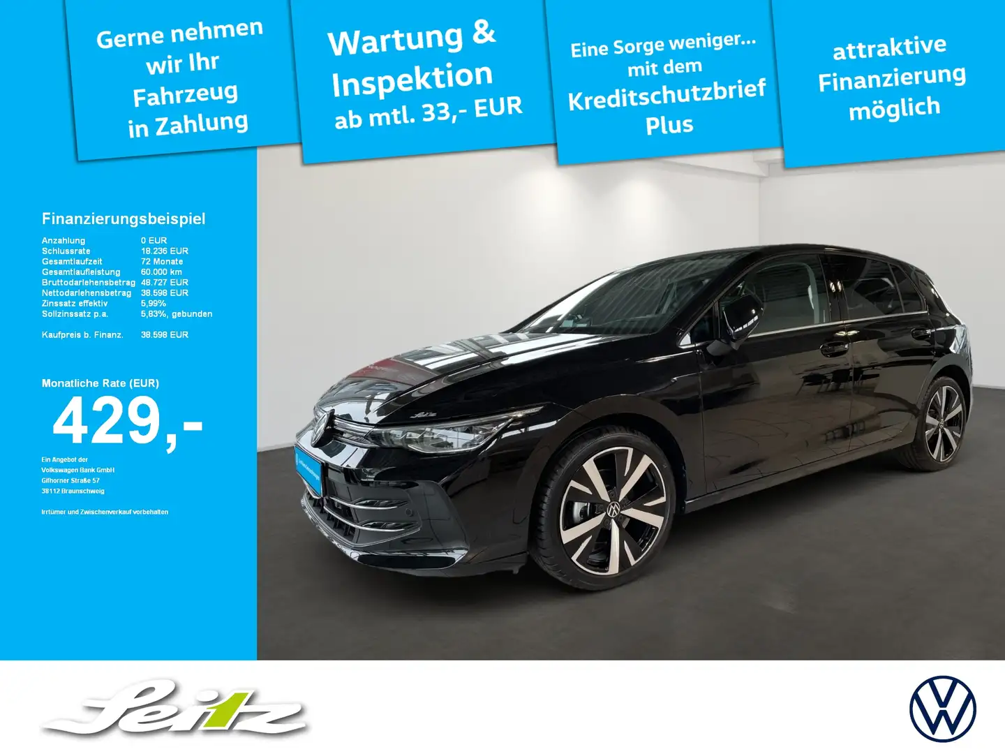 Volkswagen Golf VIII 2.0 TDI Style *AHK*HEAD-UP*KAMERA* Noir - 1